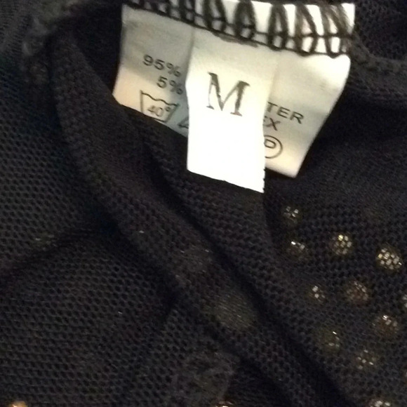 Sexy Sheer Black Mesh Bodysuit – Gold Rhinestone Embellished, Long Sleeve - Picture 7 of 8